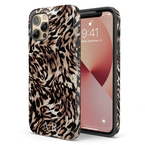 Custom Monogram Initials Fierce Leopard iPhone Case